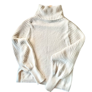 Express Puff Sleeve Cowl Neck Sweater, Shimmering Size S